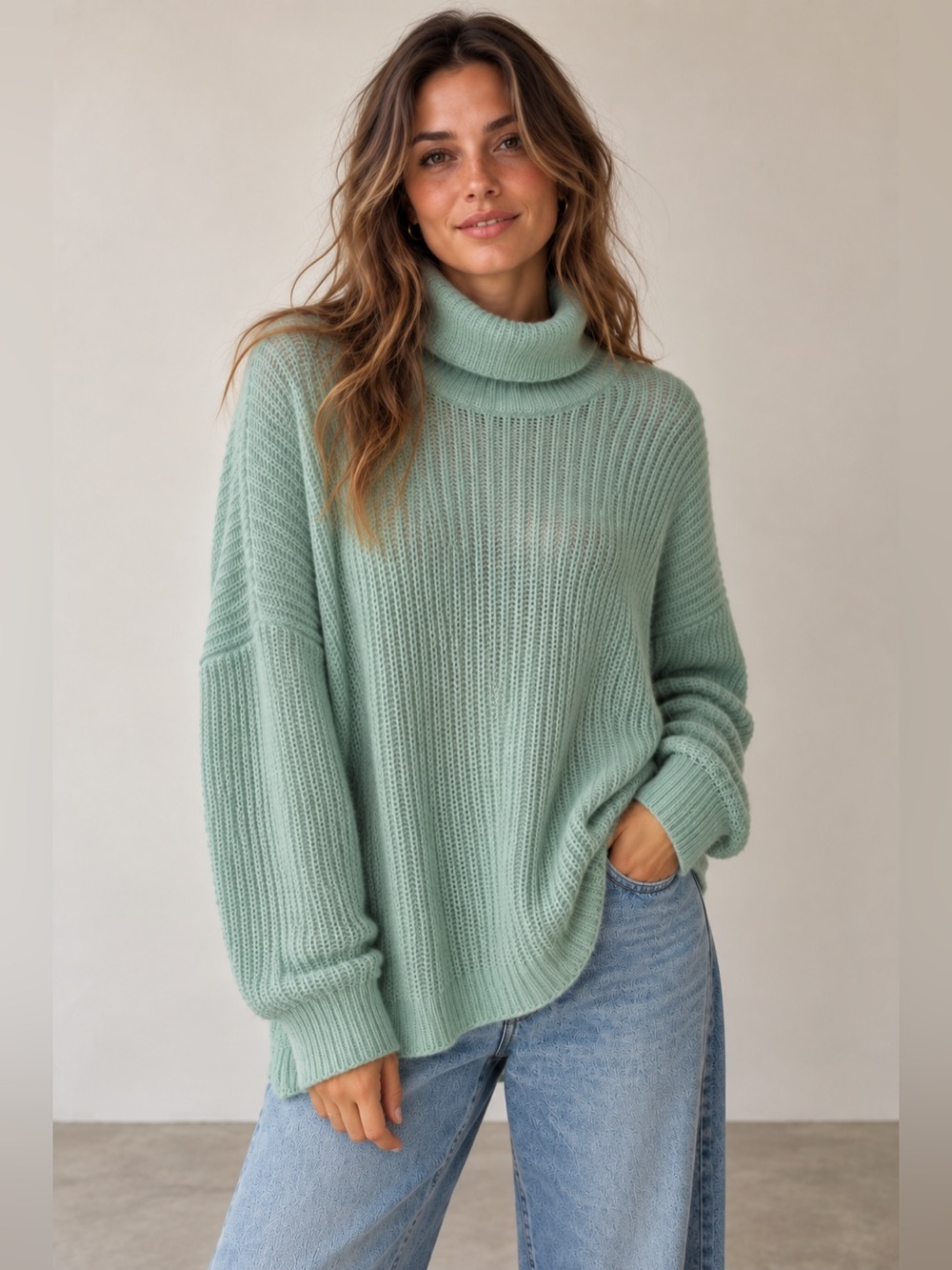 NWT Maurices Mint Green Oversized Turtleneck Sweater Large